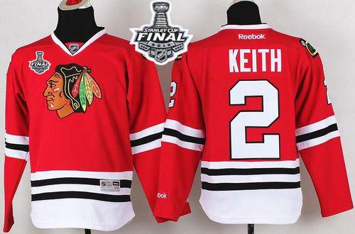 Youth Blackhawks #2 Duncan Keith Red 2015 Stanley Cup Stitched NHL Jersey