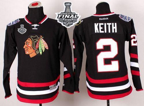 Youth Blackhawks #2 Duncan Keith Black 2014 Stadium Series 2015 Stanley Cup Stitched NHL Jersey