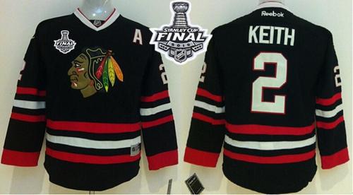 Youth Blackhawks #2 Duncan Keith Black 2015 Stanley Cup Stitched NHL Jersey