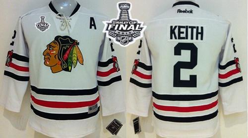 Youth Blackhawks #2 Duncan Keith White 2015 Winter Classic Stanley Cup Stitched NHL Jersey