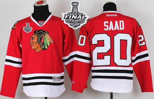 Youth Blackhawks #20 Brandon Saad Red 2015 Stanley Cup Stitched NHL Jersey