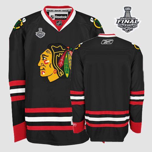 Youth Blackhawks Blank Black 2015 Stanley Cup Stitched NHL Jersey
