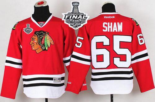 Youth Blackhawks #65 Andrew Shaw Red 2015 Stanley Cup Stitched NHL Jersey