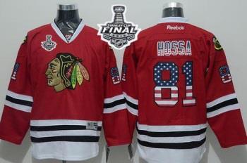 Blackhawks #81 Marian Hossa Red USA Flag Fashion 2015 Stanley Cup Stitched NHL Jersey