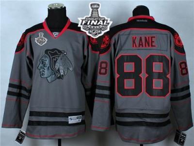 Blackhawks #88 Patrick Kane Charcoal Cross Check Fashion 2015 Stanley Cup Stitched NHL Jersey