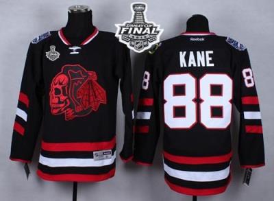 Blackhawks #88 Patrick Kane Black(Red Skull) 2014 Stadium Series 2015 Stanley Cup Stitched NHL Jersey