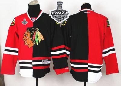 Blackhawks Blank Red Black Split 2015 Stanley Cup Stitched NHL Jersey