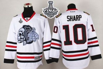 Blackhawks #10 Patrick Sharp White(White Skull) 2015 Stanley Cup Stitched NHL Jersey