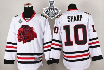 Blackhawks #10 Patrick Sharp White(Red Skull) 2015 Stanley Cup Stitched NHL Jersey