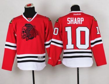 Youth Blackhawks #10 Patrick Sharp Red(Red Skull) Stitched NHL Jersey