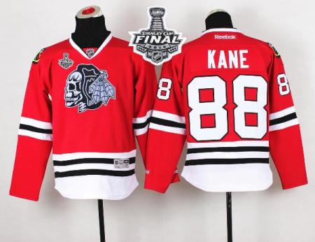 Youth Blackhawks #88 Patrick Kane Red(White Skull) 2015 Stanley Cup Stitched NHL Jersey