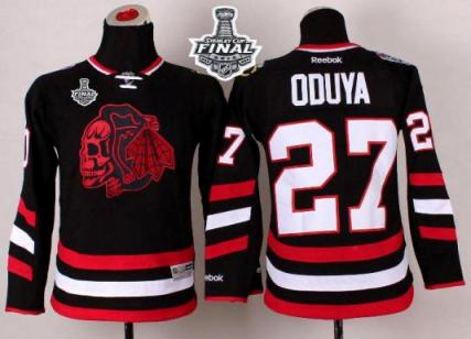 Youth Blackhawks #27 Johnny Oduya Black(Red Skull) 2014 Stadium Series 2015 Stanley Cup Stitched NHL Jersey