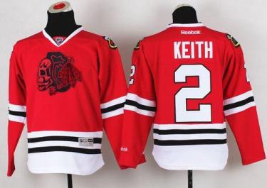 Youth Blackhawks #2 Duncan Keith Red(Red Skull) Stitched NHL Jersey