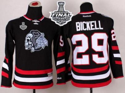 Youth Blackhawks #29 Bryan Bickell Black(White Skull) 2014 Stadium Series 2015 Stanley Cup Stitched NHL Jersey
