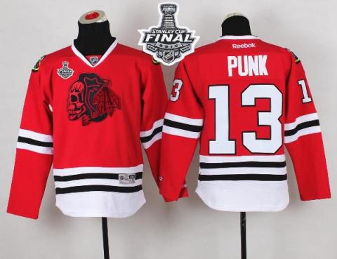 Youth Blackhawks #13 Punk Red(Red Skull) 2015 Stanley Cup Stitched NHL Jersey
