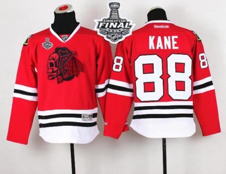 Youth Blackhawks #88 Patrick Kane Red(Red Skull) 2015 Stanley Cup Stitched NHL Jersey