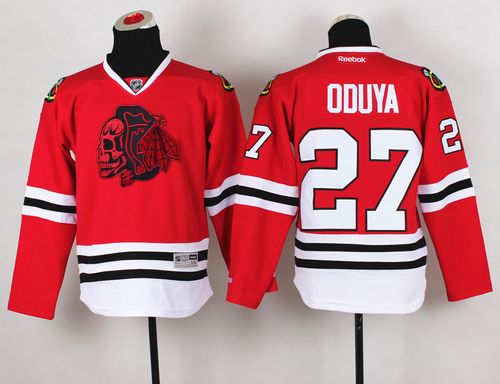 Youth Blackhawks #27 Johnny Oduya Red(Red Skull) Stitched NHL Jersey