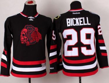 Youth Blackhawks #29 Bryan Bickell Black(Red Skull) 2014 Stadium Series Stitched NHL Jersey