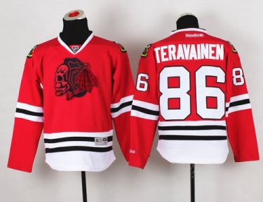 Youth Blackhawks #86 Teuvo Teravainen Red(Red Skull) Stitched NHL Jersey