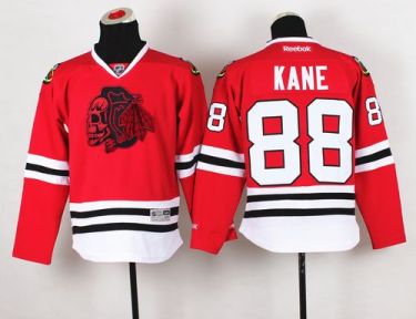 Youth Blackhawks #88 Patrick Kane Red(Red Skull) Stitched NHL Jersey