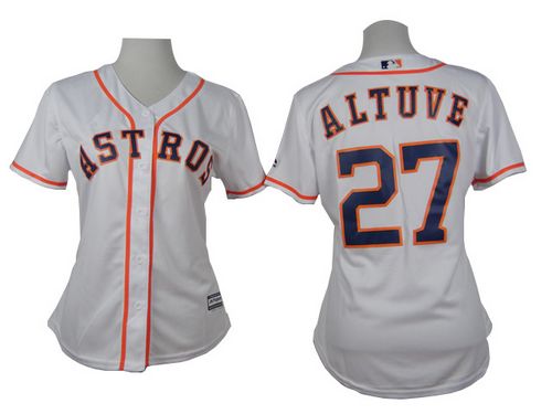Women's Astros #27 Jose Altuve White Home Stitched Baseball Jersey