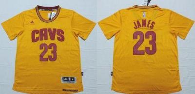 Cavaliers #23 LeBron James Yellow Short Sleeve Stitched NBA Jersey