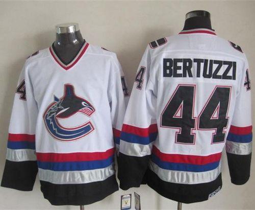 Canucks #44 Todd Bertuzzi White Black CCM Throwback Stitched NHL Jersey