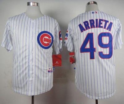 Cubs #49 Jake Arrieta White Home Cool Base Stitched Baseball Jersey