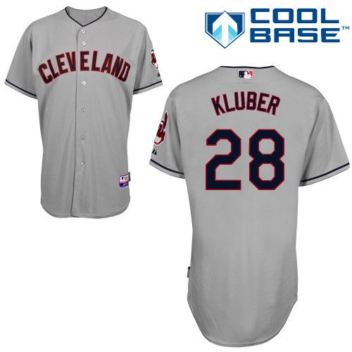 Indians #28 Corey Kluber Grey Cool Base Stitched Baseball Jersey