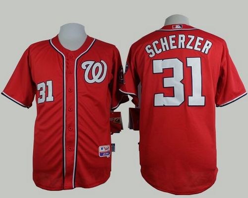 Nationals #31 Max Scherzer Red Cool Base Stitched Baseball Jersey