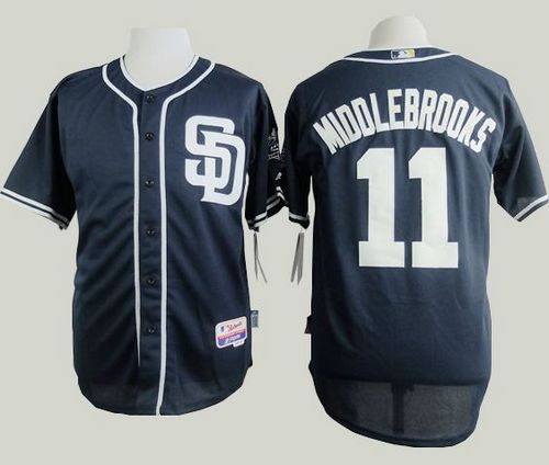 Padres #11 Will Middlebrooks Dark Blue Alternate 1 Cool Base Stitched Baseball Jersey