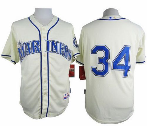 Mariners #34 Felix Hernandez Cream Alternate Cool Base Stitched Baseball Jersey