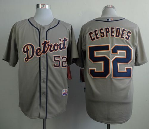 Tigers #52 Yoenis Cespedes Grey Cool Base Stitched Baseball Jersey