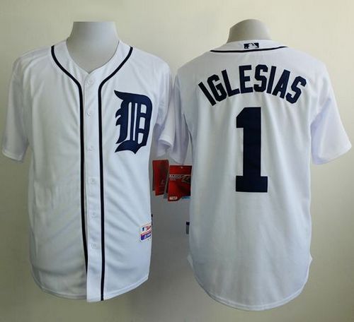 Tigers #1 Jose Iglesias White Cool Base Stitched Baseball Jersey