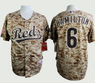 Reds #6 Billy Hamilton Camo Alternate Cool Base Stitched Baseball Jersey