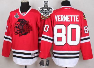 Blackhawks #80 Antoine Vermette Red(Red Skull) 2015 Stanley Cup Stitched NHL Jersey