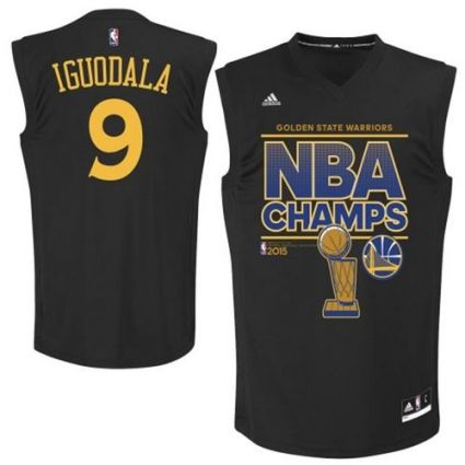 Warriors #9 Andre Iguodala Black 2015 NBA Finals Champions Stitched NBA Jersey