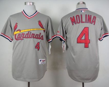 Cardinals #4 Yadier Molina Grey 1978 Turn Back The Clock Stitched Baseball Jersey