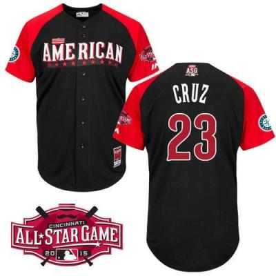 Mariners #23 Nelson Cruz Black 2015 All-Star American League Stitched Baseball Jersey