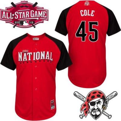 Pirates #45 Gerrit Cole Red 2015 All-Star National League Stitched Baseball Jersey