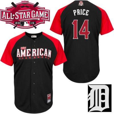Tigers #14 David Price Black 2015 All-Star American League Stitched Baseball Jersey