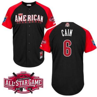 Royals #6 Lorenzo Cain Black 2015 All-Star American League Stitched Baseball Jersey