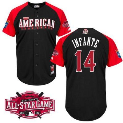 Royals #14 Omar Infante Black 2015 All-Star American League Stitched Baseball Jersey