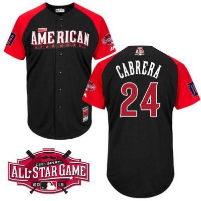 Tigers #24 Miguel Cabrera Black 2015 All-Star American League Stitched Baseball Jersey