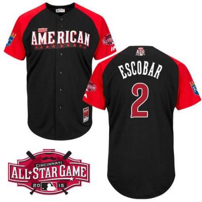 Royals #2 Alcides Escobar Black 2015 All-Star American League Stitched Baseball Jersey
