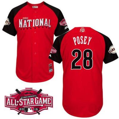 Giants #28 Buster Posey Red 2015 All-Star National League Stitched Baseball jerseys