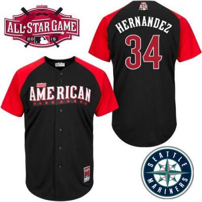 Mariners #34 Felix Hernandez Black 2015 All-Star American League Stitched Baseball Jersey