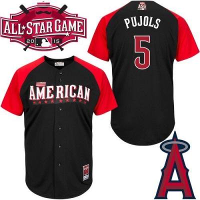 Angels of Anaheim #5 Albert Pujols Black 2015 All-Star American League Stitched Baseball Jersey