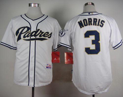 Padres #3 Derek Norris White Cool Base Stitched Baseball Jersey