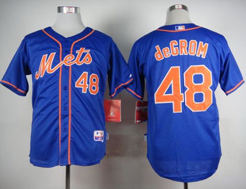 Mets #48 Jacob DeGrom Blue Alternate Home Cool Base Stitched Baseball Jersey
